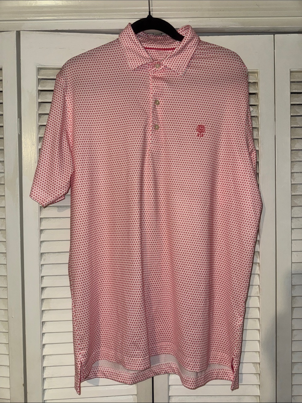 johnnie-O Pink Micro-Geo Short Sleeve Polo